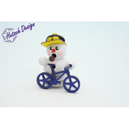 Mountainbiker weiss mit blauem Bike 8cm