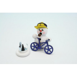 Mountainbiker weiss mit blauem Bike 8cm