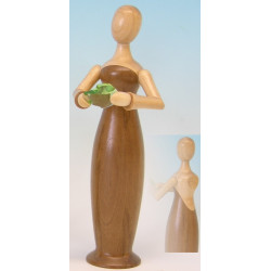 Tugendfigur Hoffnung mit Kristallblatt natur, Edelholz Nußbaum
