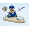 Kerzenhalter Biker natur mit blauem Bike & Schild 8cm