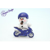 Biker weiss mit blauem Motorrad 8cm