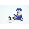 Biker weiss mit blauem Motorrad 8cm