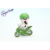 Biker weiss mit grünem Motorrad  8 cm