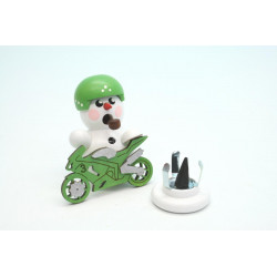 Biker weiss mit grünem Motorrad  8 cm