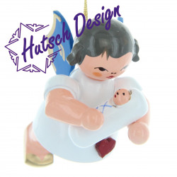 Herzengel schwebend mit Baby Junge, blaue Flügel