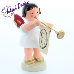 Engel stehend groß mit Fanfare, rote Flügel