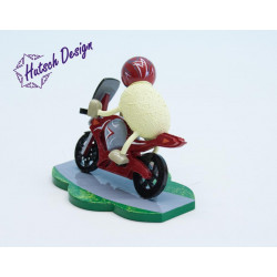 Schaf Racy mit rotem Motorrad 7,5cm