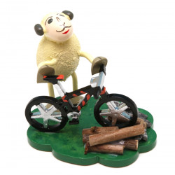 Schaf "Bikey", mit Fahrrad