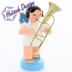 Engel stehend mit Bariton, blaue Flügel