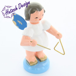Engel stehend groß mit Triangel, blaue Flügel