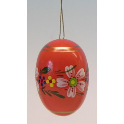 Osterei orange, 55 mm mit Blumen, handbemalt