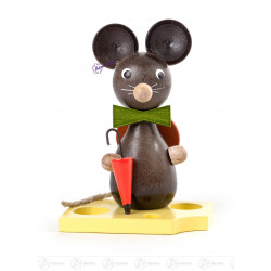 Maus mit Hut und Schirm  Größe: 7 cm