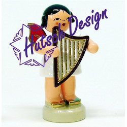 Engel stehend mit Handharfe, rote Flügel