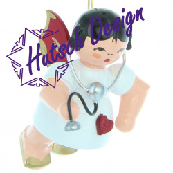 Herzengel schwebend mit Stethoskop, rote Flügel