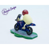 Schaf Racy mit blauem Motorrad 7,5cm