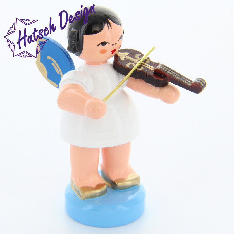 Engel stehend mit Violine, blaue Flügel