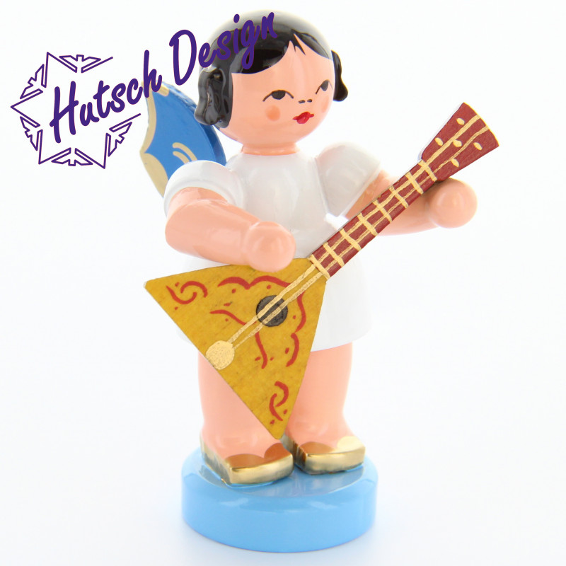 Engel stehend mit Balalaika, blaue Flügel