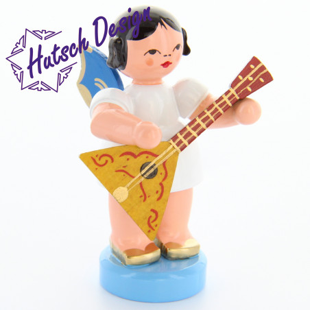Engel stehend mit Balalaika, blaue Flügel