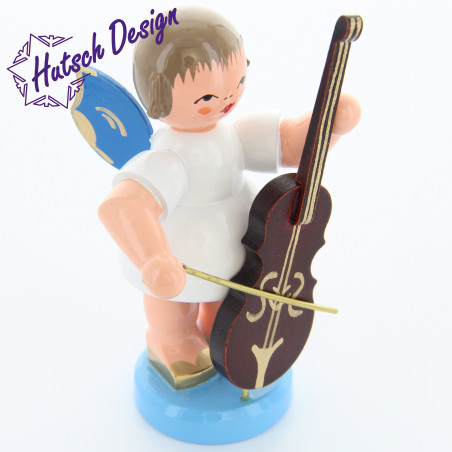 Engel stehend groß mit Cello, blaue Flügel