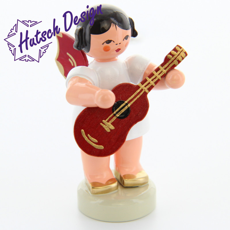 Engel stehend mit Gitarre, rote Flügel