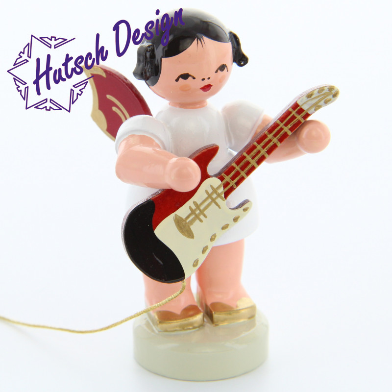 Engel stehend mit E-Gitarre, rote Flügel