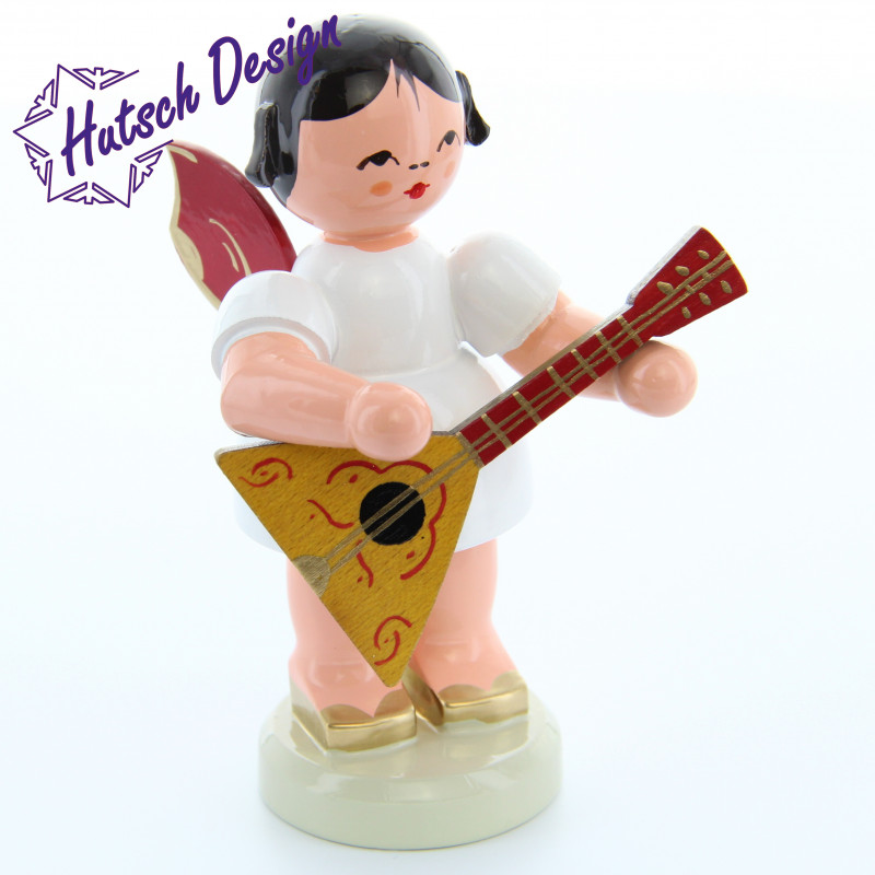Engel stehend groß mit Balalaika, rote Flügel
