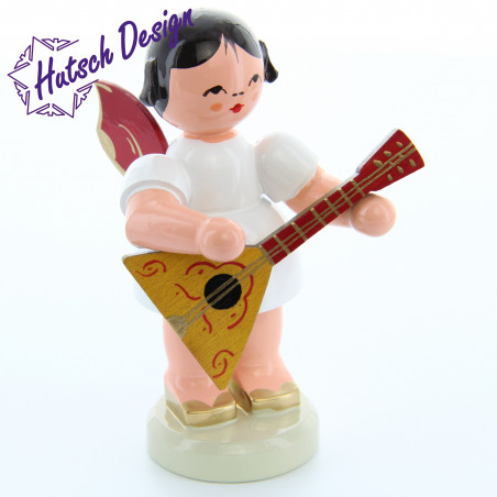 Engel stehend groß mit Balalaika, rote Flügel