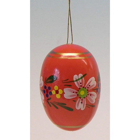 Osterei orange, 55 mm mit Blumen, handbemalt