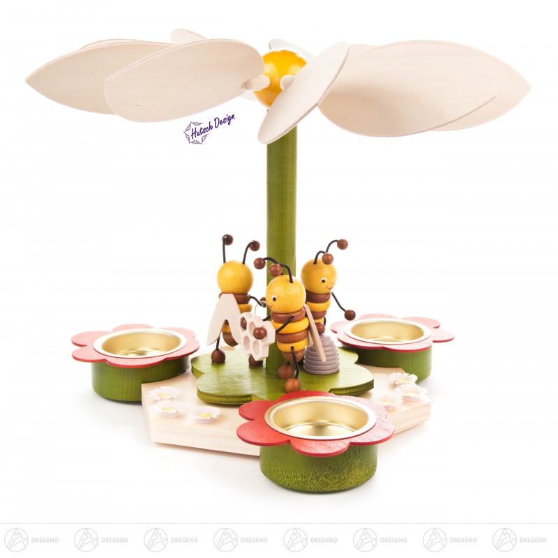 Frühlingspyramide mit Bienen, für Teelichter