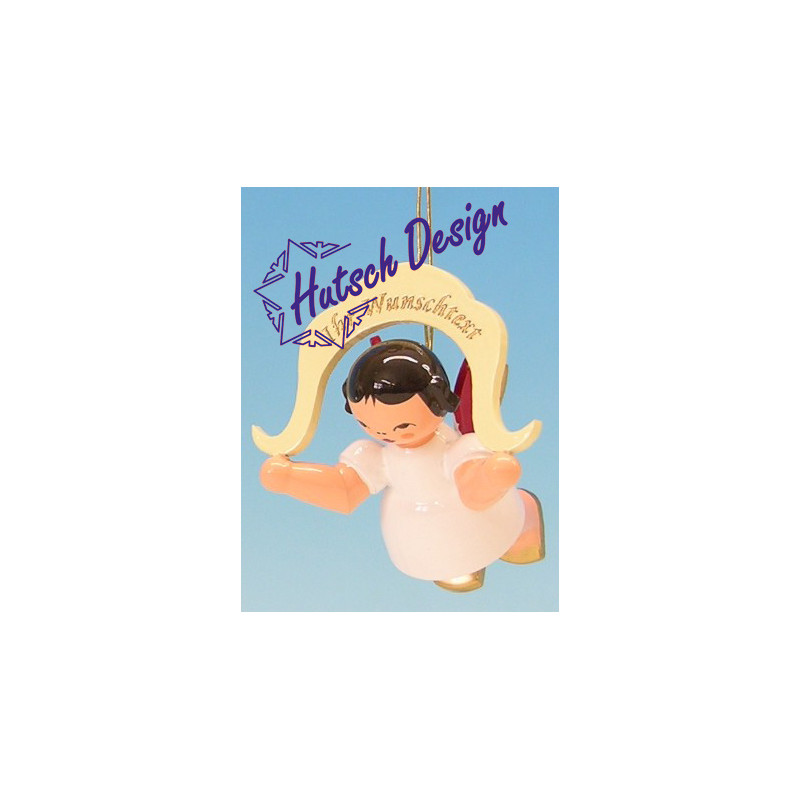 Engel schwebend Namensengel, Wunschtext, rote Flügel