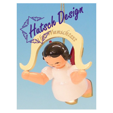 Engel schwebend Namensengel, Wunschtext, rote Flügel