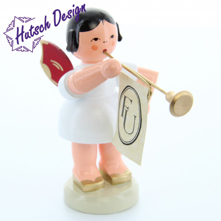 Engel stehend groß mit Fanfare, rote Flügel