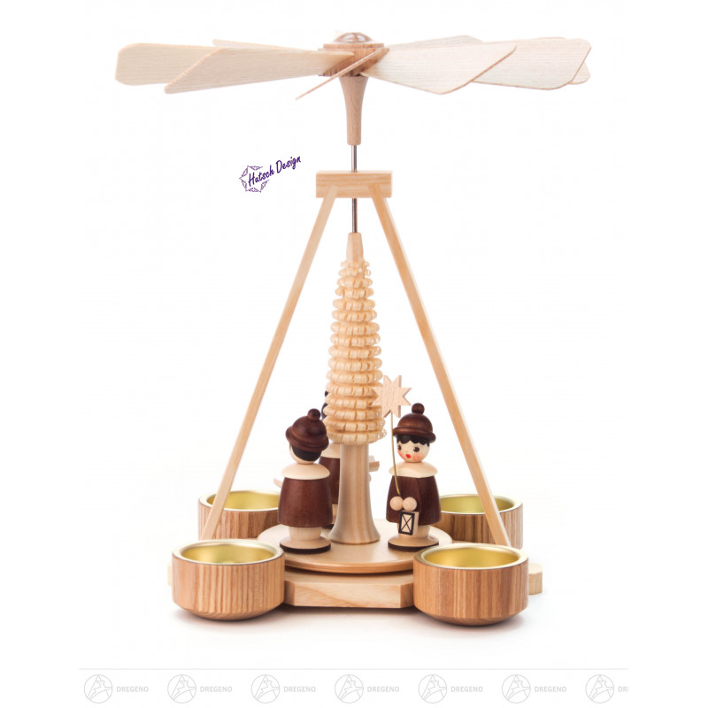 Pyramide mit Kurrende natur  für Teelichter