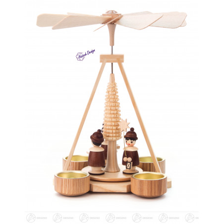 Pyramide mit Kurrende natur  für Teelichter