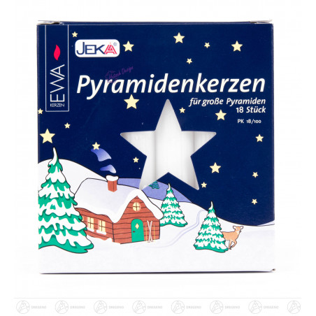 Pyramidenkerzen 17 mm weiß (18)  16 Pck. im Karton