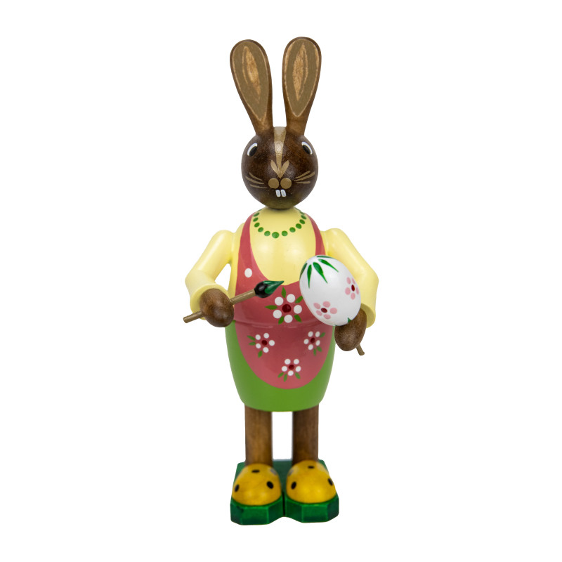 Osterhasenfrau Eiermaler mit kleinem Osterei und Pinsel, 150 mm