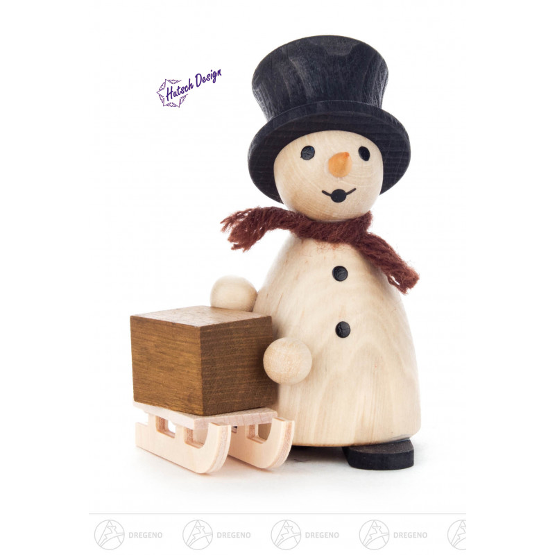 Schneemann mit Schlitten natur