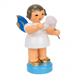 Engel stehend mit Zuckerwatte, blaue Flügel