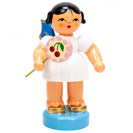 Engel stehend mit Lolli, blaue Flügel