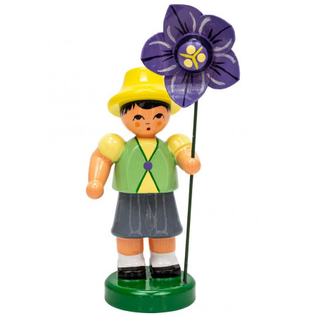Blumenjunge "Ronny" hellgrün / grau / gelb, Blume lila
