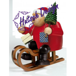 Räuchermann Weihnachtsmann mit Schlitten  18 cm