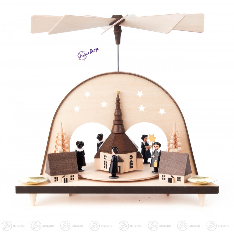 Pyramide mit Seiffener Kirche und Kurrende schwarz