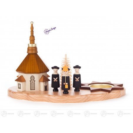 Teelichthalter mit Seiffener Kirche und Kurrende