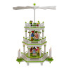 Pyramide 3 Etagen weiß / grün, 35 cm, Blumenmädchen mit Handsträusschen und Blumentöpfchen