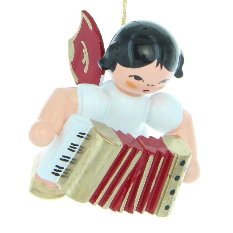 Schwebeengel mit Akkordeon, rote Flügel