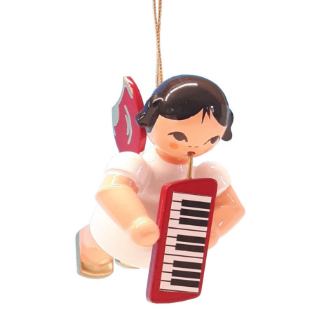 Schwebeengel mit Melodica, rote Flügel