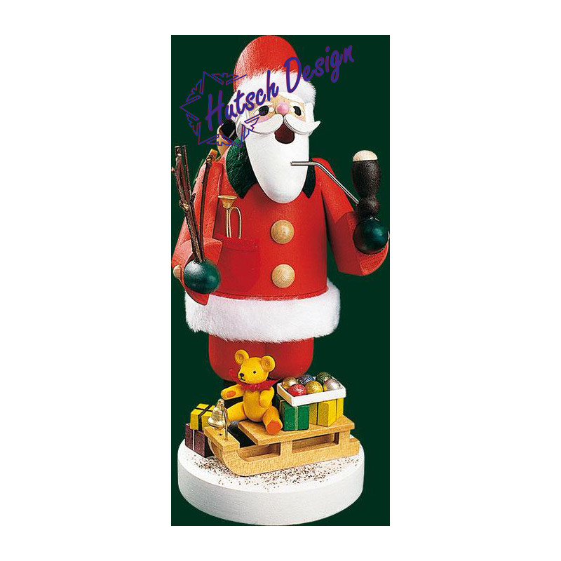 Räuchermann Weihnachtsmann mit Schlitten  19 cm