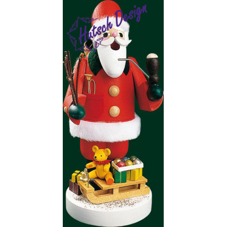 Räuchermann Weihnachtsmann mit Schlitten  19 cm