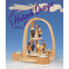 Teelichtpyramide mit Weihnachtsmann und Striezelkinder  naturt H 24 cm
