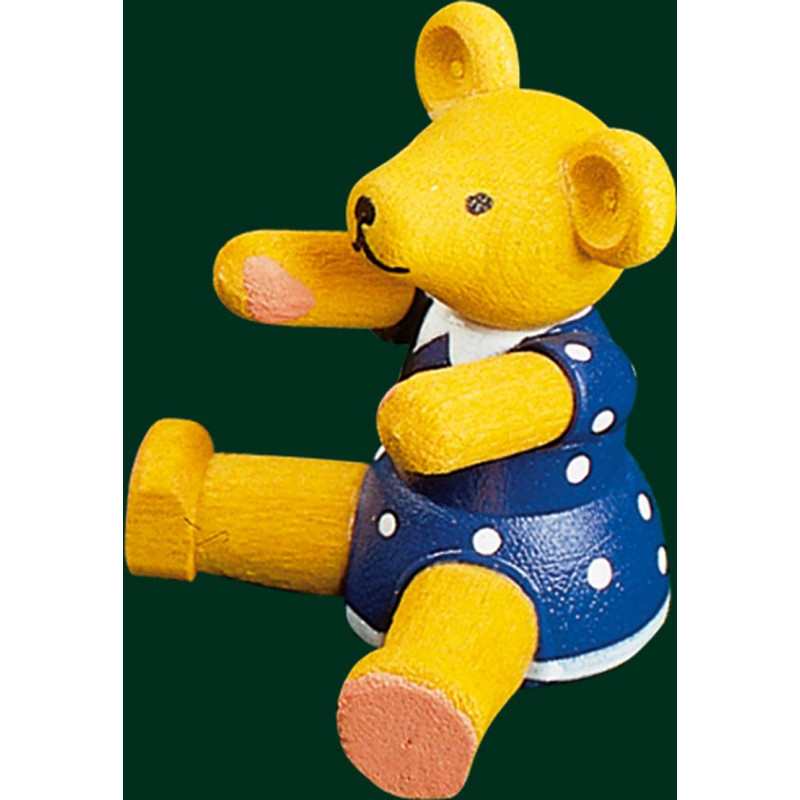 Bärenmädchen sitzend mit blauem Kleid  3 cm